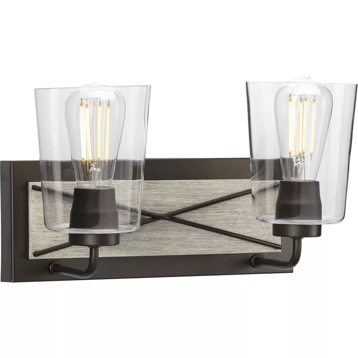 Progress P300230-143 Briarwood Collection Two-Light Graphite Clear Glass Coastal Bath Vanity Light