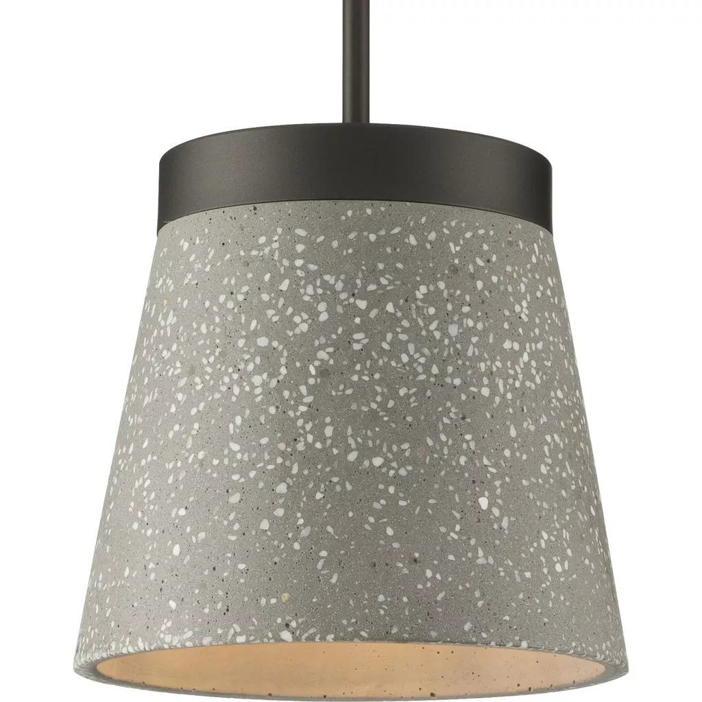 Progress P500313-143 Terrazzo Collection One-Light Graphite and Grey Terrazzo Hanging Pendant Light