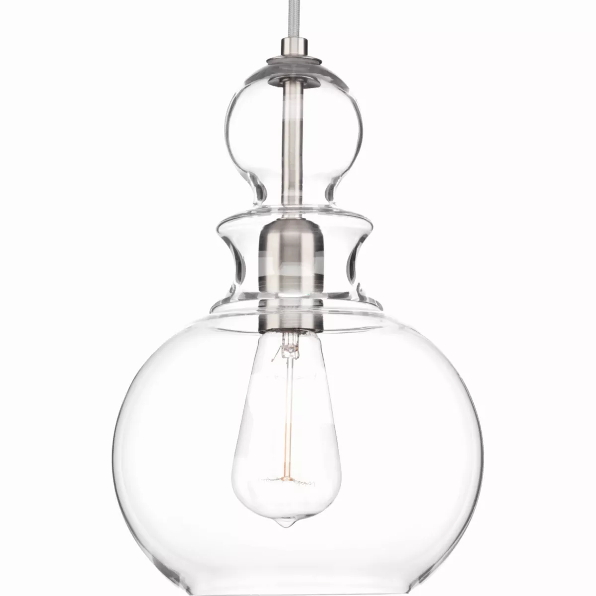 Progress P5334-09 Staunton Collection One-Light Brushed Nickel Clear Glass Global Pendant Light