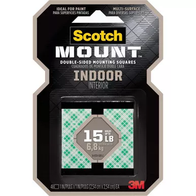 Scotch Mount 1 In. x 1 In. 15 Lb. Capacity Removable Mounting Squares (48-Pack) 111H-SQ-48 240950