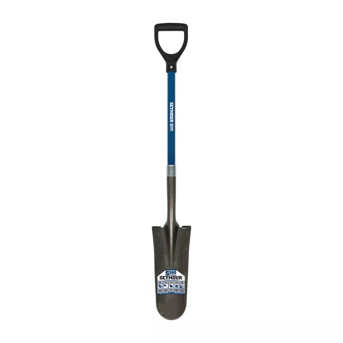 Seymour 49457 14" Drain Spade, 26" Blue Fiberglass Handle, Poly D-Grip