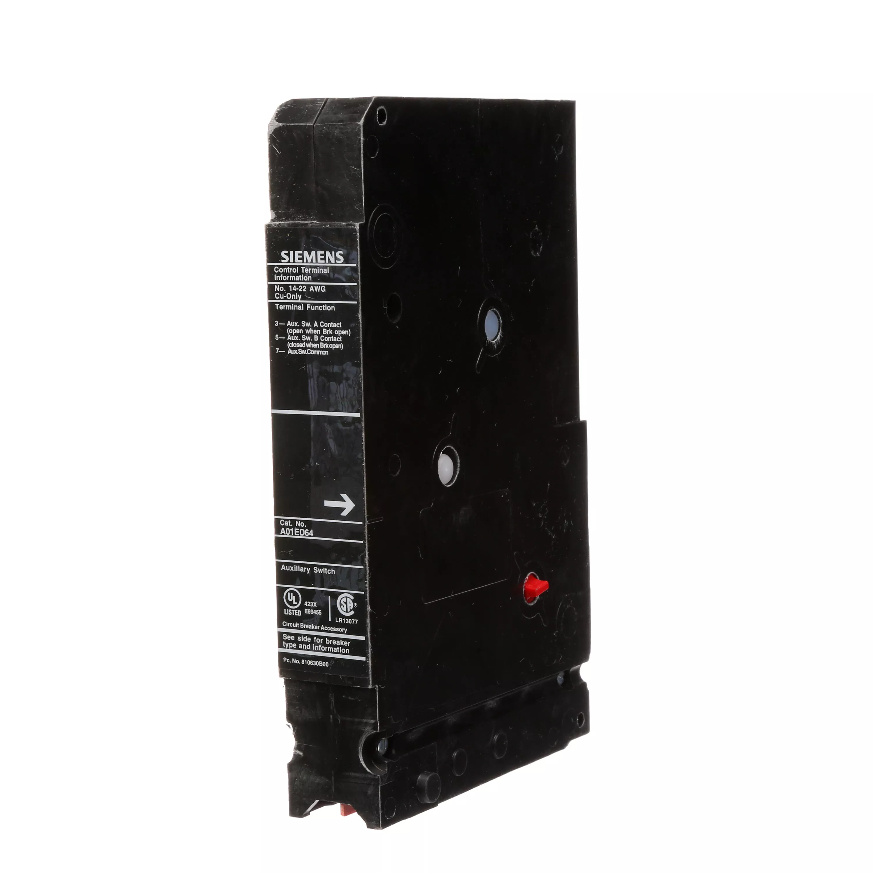 Siemens A01ED64 480 VAC Molded Case Circuit Breaker Auxiliary Switch