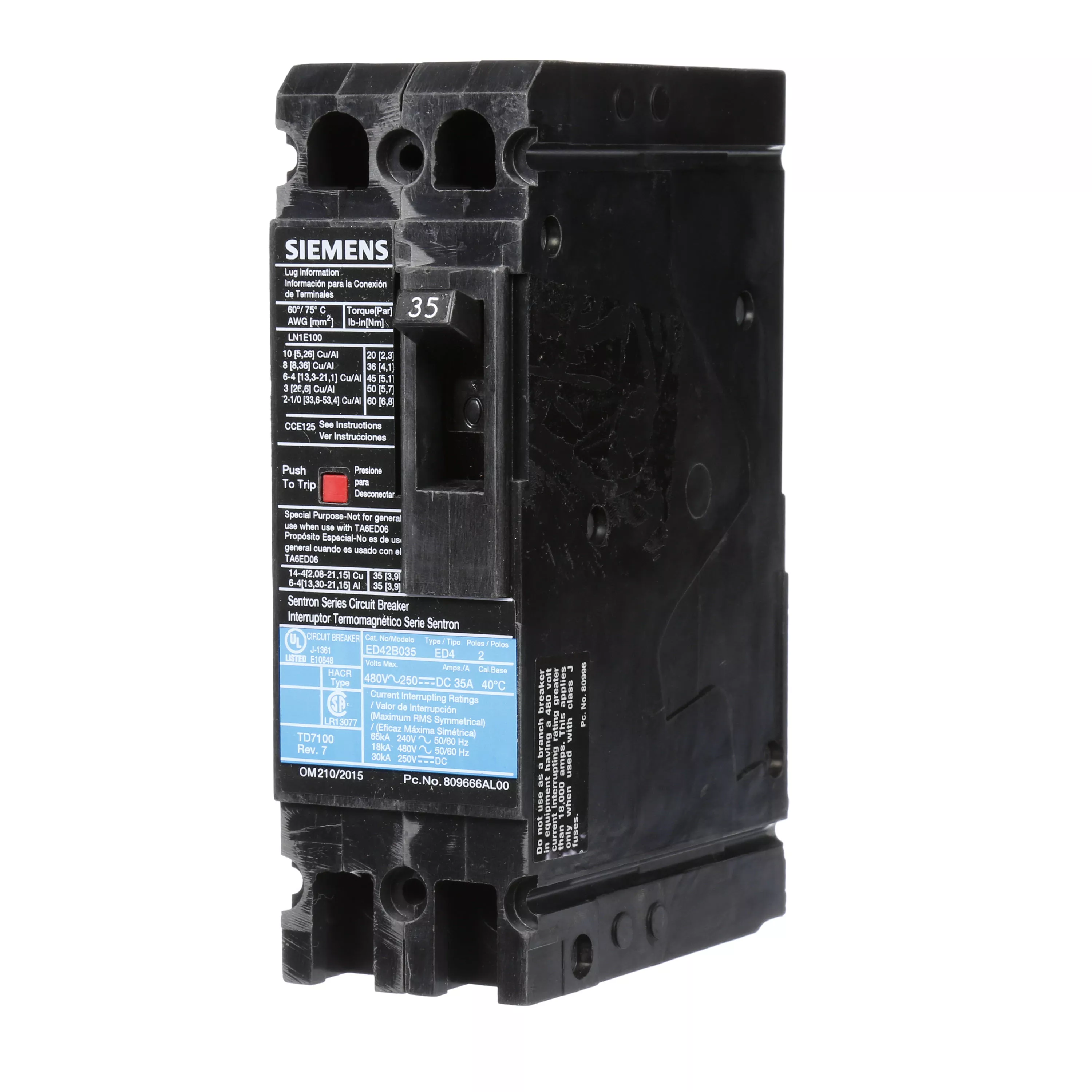 Siemens ED42B035 ED MCCB,18kA@48