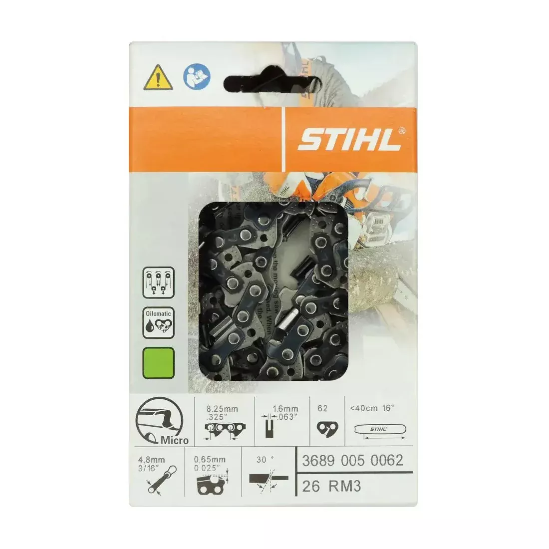Stihl 3689 005 0062 Chainsaw Chain 16 In. 26RM3