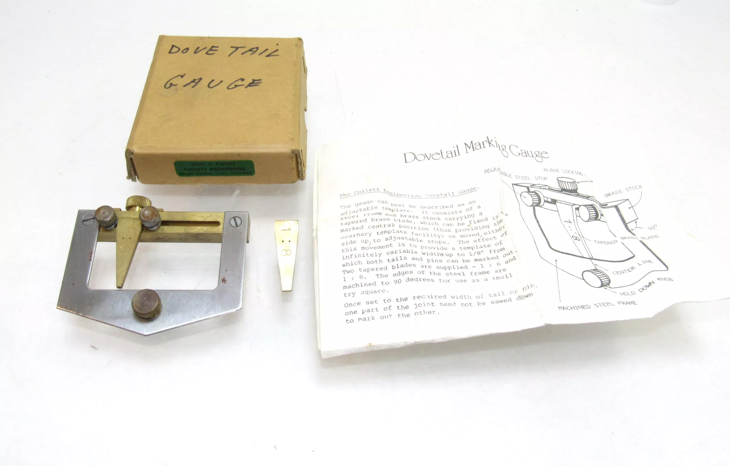 Superb In Box Collett Engineering Dovetail Gauge / Marker Made In England