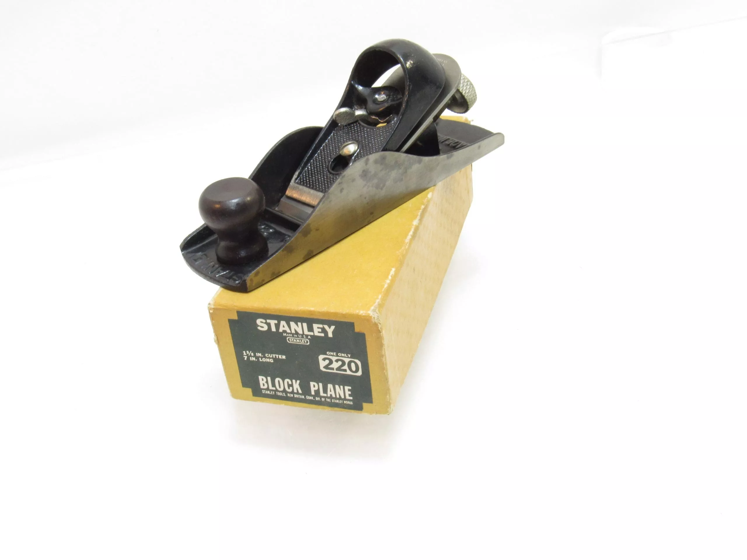 Superb Stanley No 220 Adjustable Iron Block Plane In Original Box