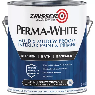 Zinsser Perma-White White-Tintable Satin Gallon Mildew Paint 2711 794864